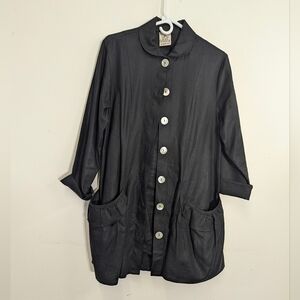 Tea & Scones Langenlook Black Button-Up Jacket S Art To Wear Unique Pearl Button